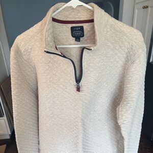 J. Crew Men’s Cream Quilted Half‑Zip Pullover